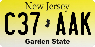 NJ license plate C37AAK