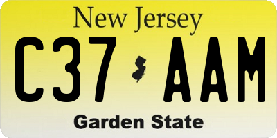 NJ license plate C37AAM