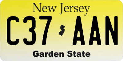 NJ license plate C37AAN