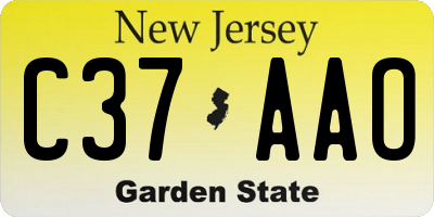NJ license plate C37AAO