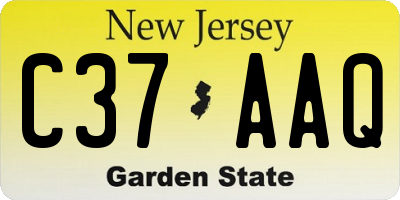 NJ license plate C37AAQ