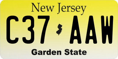 NJ license plate C37AAW