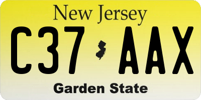 NJ license plate C37AAX