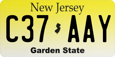 NJ license plate C37AAY