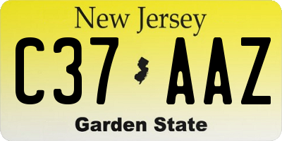 NJ license plate C37AAZ