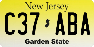 NJ license plate C37ABA