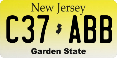 NJ license plate C37ABB