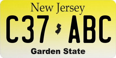 NJ license plate C37ABC