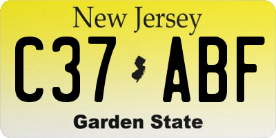 NJ license plate C37ABF