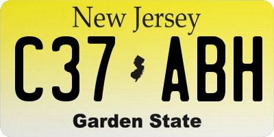 NJ license plate C37ABH