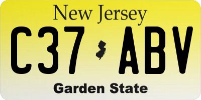 NJ license plate C37ABV