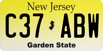 NJ license plate C37ABW