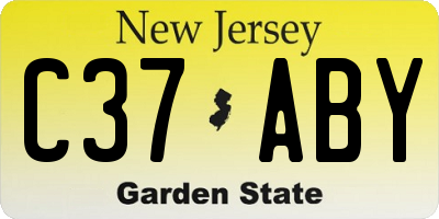 NJ license plate C37ABY