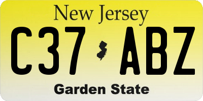 NJ license plate C37ABZ