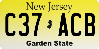 NJ license plate C37ACB