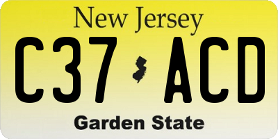 NJ license plate C37ACD