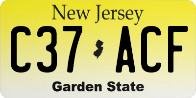 NJ license plate C37ACF
