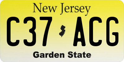 NJ license plate C37ACG