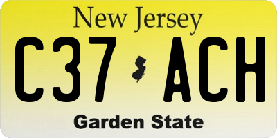 NJ license plate C37ACH