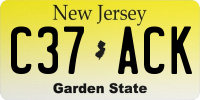 NJ license plate C37ACK