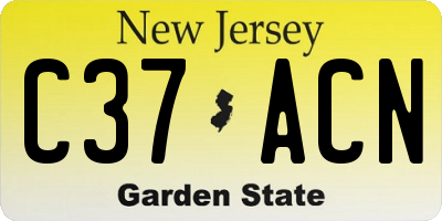 NJ license plate C37ACN