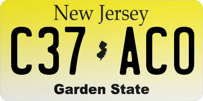 NJ license plate C37ACO