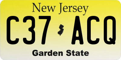 NJ license plate C37ACQ