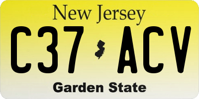 NJ license plate C37ACV