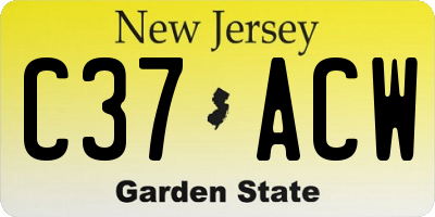 NJ license plate C37ACW