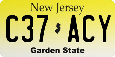 NJ license plate C37ACY