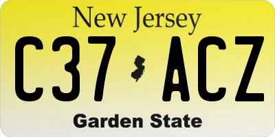 NJ license plate C37ACZ