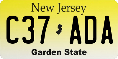 NJ license plate C37ADA