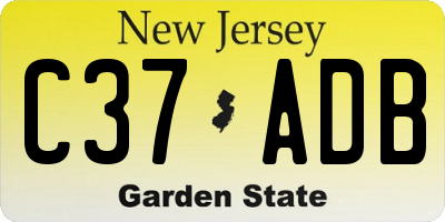 NJ license plate C37ADB