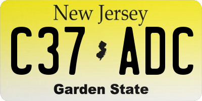 NJ license plate C37ADC