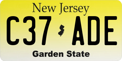 NJ license plate C37ADE