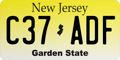 NJ license plate C37ADF