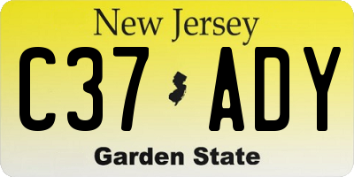 NJ license plate C37ADY