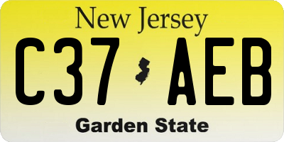 NJ license plate C37AEB