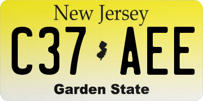 NJ license plate C37AEE