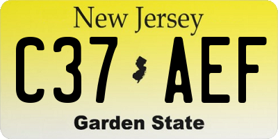NJ license plate C37AEF
