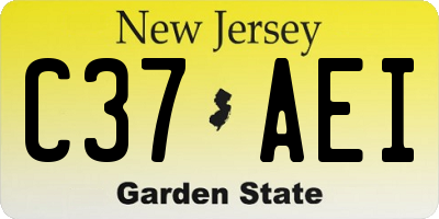 NJ license plate C37AEI