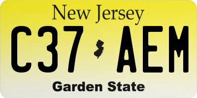 NJ license plate C37AEM