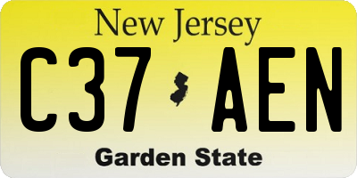 NJ license plate C37AEN