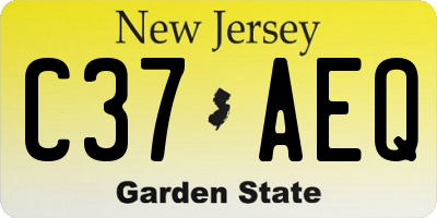 NJ license plate C37AEQ