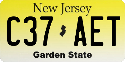 NJ license plate C37AET