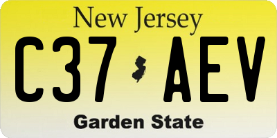 NJ license plate C37AEV