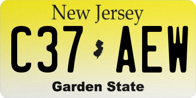 NJ license plate C37AEW
