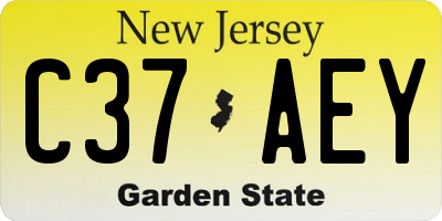 NJ license plate C37AEY