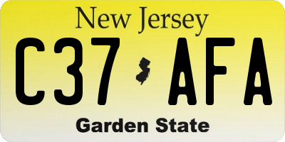 NJ license plate C37AFA