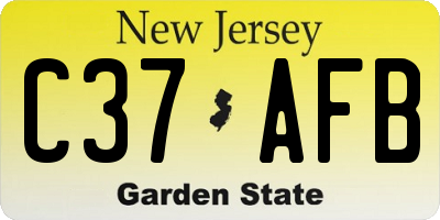NJ license plate C37AFB